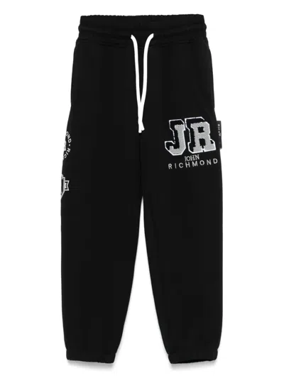 John Richmond Junior Kids' Logo-embroidered Track Pants In Black