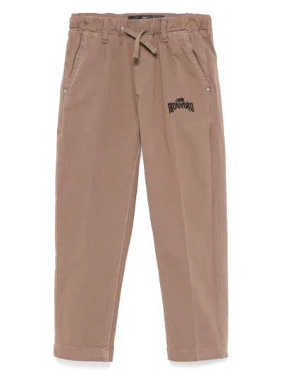 John Richmond Junior Kids' Logo-embroidered Trousers In Brown