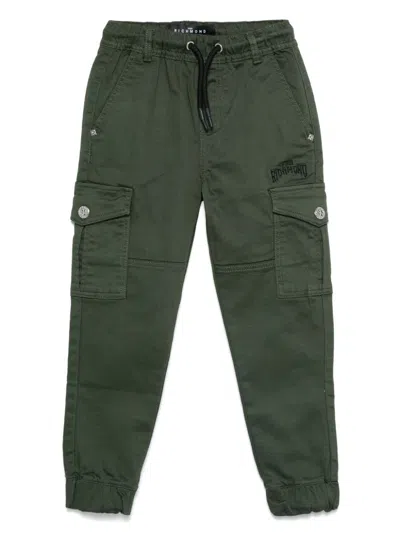 John Richmond Junior Kids' Logo-embroidered Trousers In Green