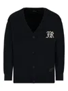 John Richmond Junior Logo-embroidered V-neck Cardigan In Black
