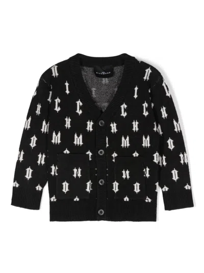 John Richmond Junior Babies' Cardigan Mit Intarsien-logo In Schwarz