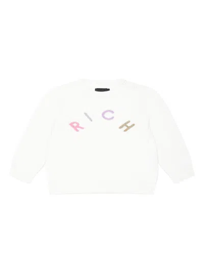 John Richmond Junior Babies' Logo-intarsia Sweater In Weiss