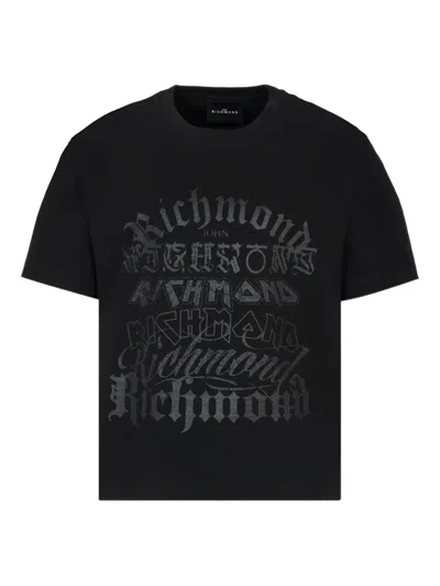 John Richmond Junior Kids' Logo-print Cotton T-shirt In Black