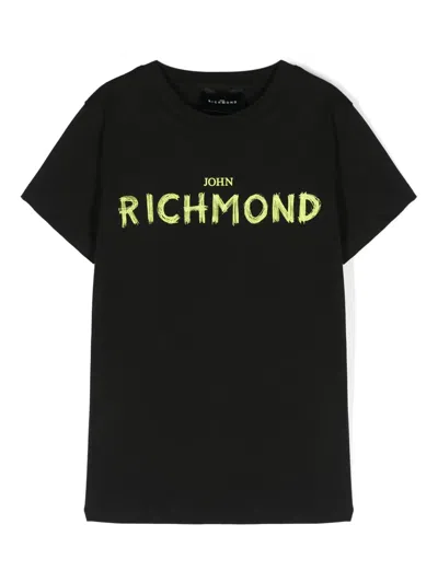 John Richmond Junior Kids' Logo-print Cotton T-shirt In Black