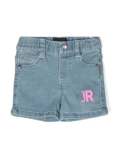 John Richmond Junior Babies' Logo-print Denim Shorts In Blue