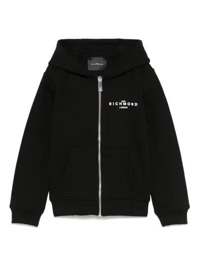 John Richmond Junior Kids' Logo-print Hoodie In Black