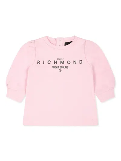 John Richmond Junior Babies' Logo-print Long-sleeve Dress In Pink