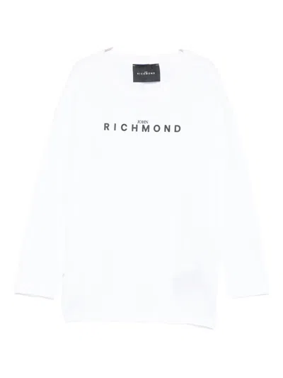 John Richmond Junior Kids' Logo-print Long-sleeve Top In White