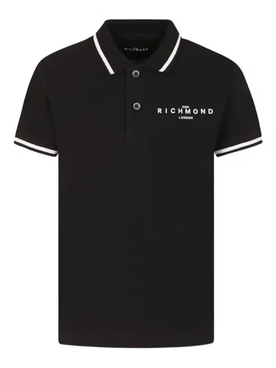 John Richmond Junior Kids' Logo-print Polo Shirt In Black