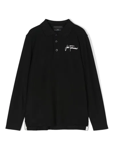 John Richmond Junior Kids' Logo-print Polo Shirt In Black