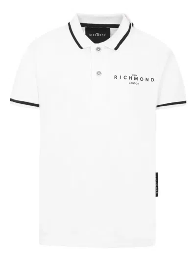 John Richmond Junior Kids' Logo-print Polo Shirt In White