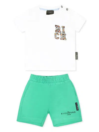 John Richmond Junior Babies' Logo-print Short Set In Green
