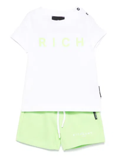 John Richmond Junior Babies' Logo-print Shorts Set In Green