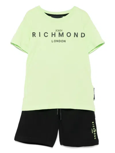 John Richmond Junior Kids' Logo-print Shorts Set (two-pieces) In Green