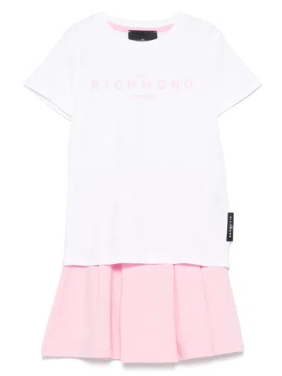 John Richmond Junior Kids' Logo-print Skirt Set In White