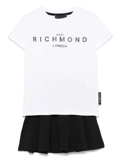 John Richmond Junior Kids' Logo-print Skirt Set In White
