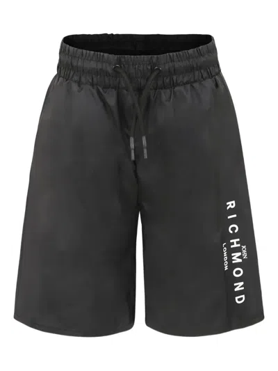 John Richmond Junior Kids' Logo-print Swim Shorts In Black