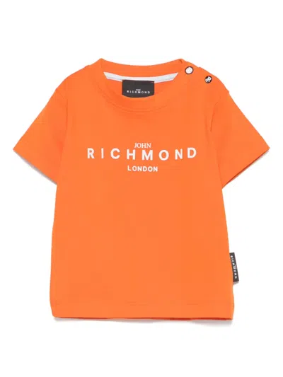 John Richmond Junior Babies' Logo-print T-shirt In Apricot / Ice Water