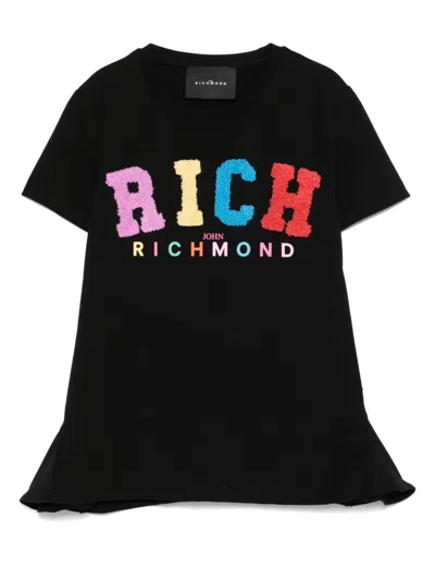 John Richmond Junior Kids' Logo-print T-shirt In Black
