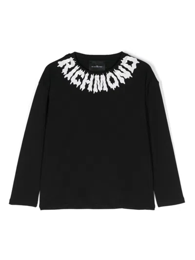 John Richmond Junior Kids' Logo-print T-shirt In Black