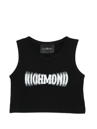 John Richmond Junior Kids' Logo-print Tank Top In Black