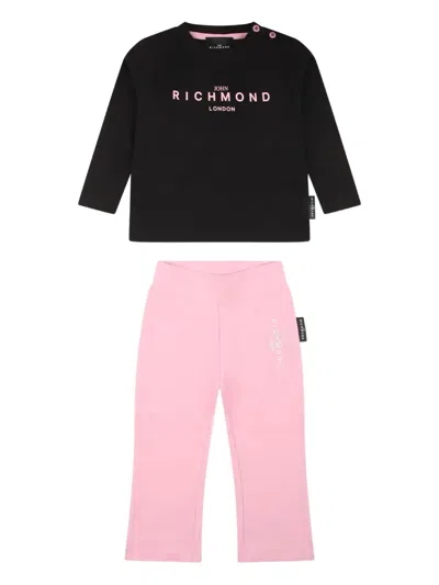 John Richmond Junior Babies' Logo-print Trousers Set (two-pieces) In Black