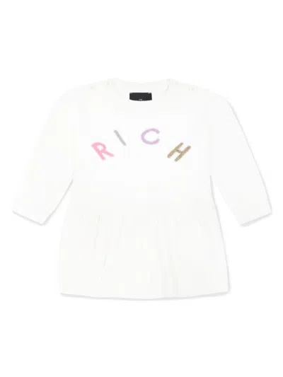 John Richmond Junior Babies' Logo-raised Mini Dress In White