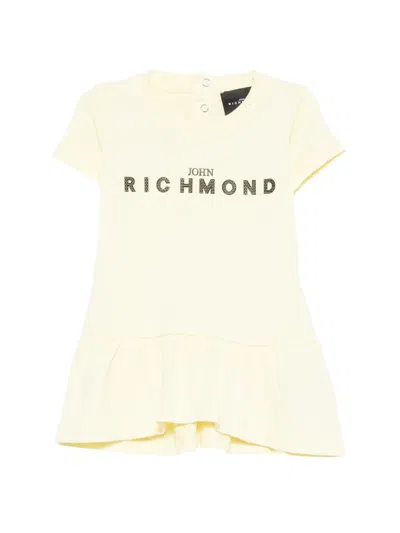 John Richmond Junior Babies' Logo Ruffled-hem Dress In Yellow