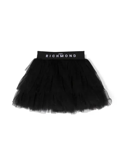 John Richmond Junior Babies' Logo-waistband Tulle Skirt In Black