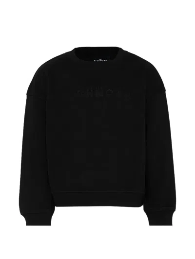 John Richmond Junior Kids' Logo-detail Crew-neck Sweatshirt In Black