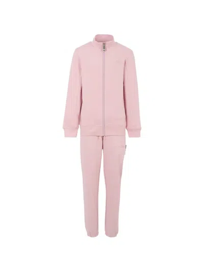 John Richmond Junior Kids' Logo-embroidered Zip-up Cotton Tracksuit In Pink