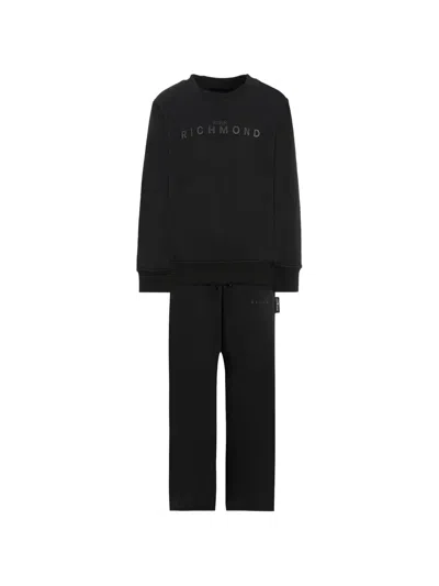 John Richmond Junior Kids' Logo-print Cotton Tracksuit In Black
