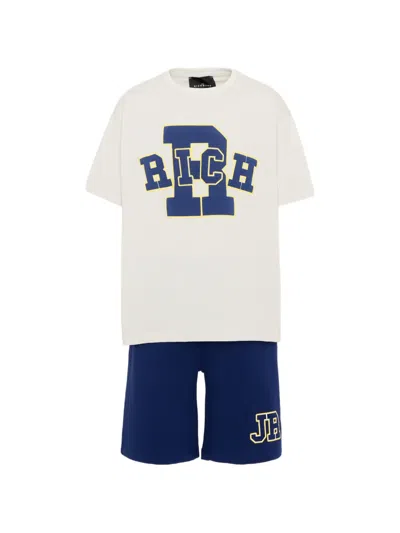 John Richmond Junior Kids' Logo-print Cotton Tracksuit Set In Blue