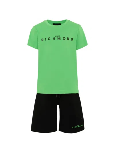 John Richmond Junior Kids' Logo-print Cotton Tracksuit Set In Green