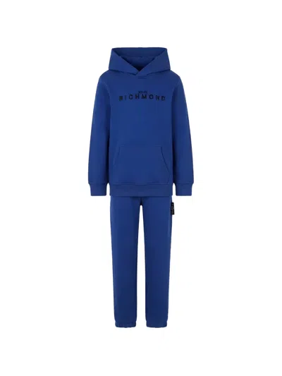 John Richmond Junior Kids' Logo-print Hooded Tracksuit In Blue