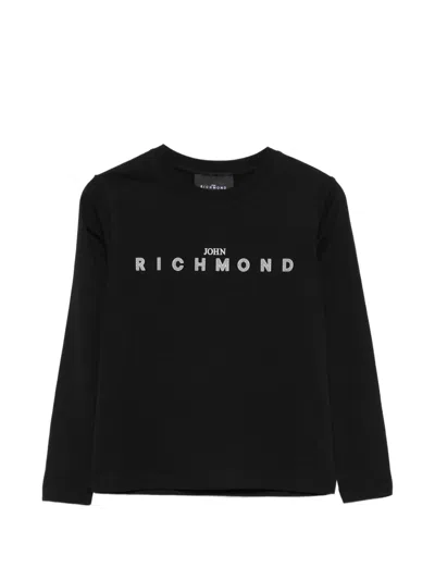John Richmond Junior Kids' Long-sleeve Logo T-shirt In Black