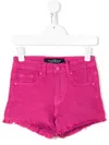 John Richmond Junior Teen Rhinestone-logo Denim Shorts In Pink