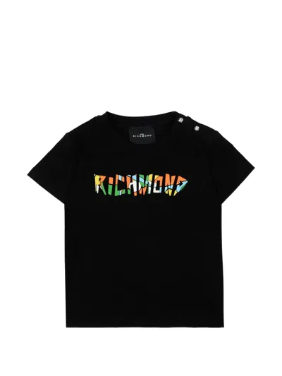 John Richmond Junior Babies' Multicoloured Logo T-shirt In Black