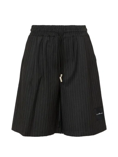 John Richmond Junior Kids' Pinstripe Drawstring Shorts In Black