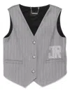 John Richmond Junior Pinstripe Embellished Waistcoat In Gray
