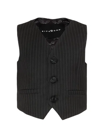John Richmond Junior Kids' Pinstripe Waistcoat In Black