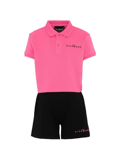 John Richmond Junior Kids' Polo Shirt Shorts Set In Pink