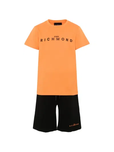 John Richmond Junior Kids' Printed Short-sleeve Set In Orange