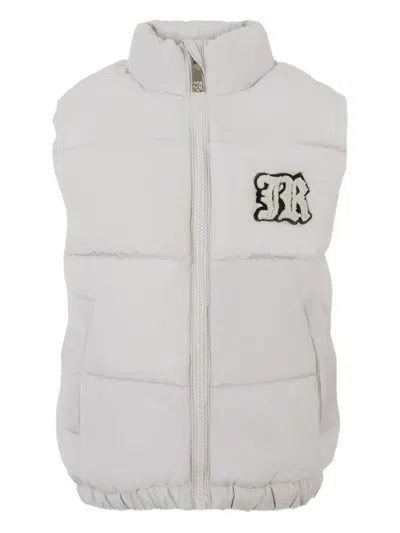 John Richmond Junior Kids' Quilted Logo-patch Gilet In Neutral