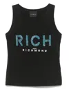 Shop John Richmond Junior Rhinestone-logo Tank Top In 黑色
