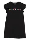 John Richmond Junior Rubberised-logo Dress In Black