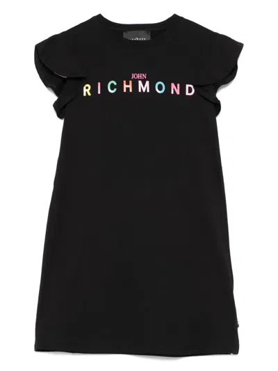 John Richmond Junior Kids' Rubberised-logo Dress In Black