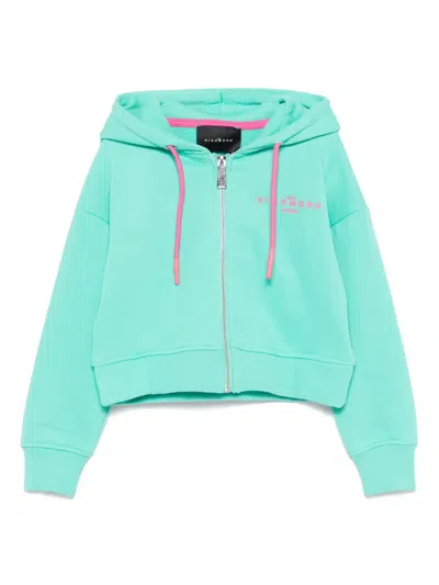 John Richmond Junior Kids' Rubberised-logo Hoodie In Green