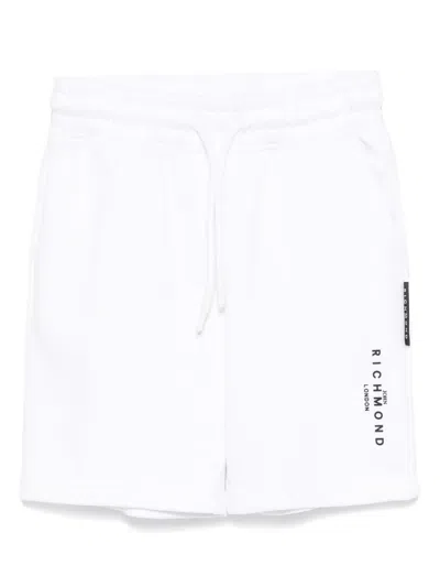 John Richmond Junior Kids' Rubberised-logo Shorts In White