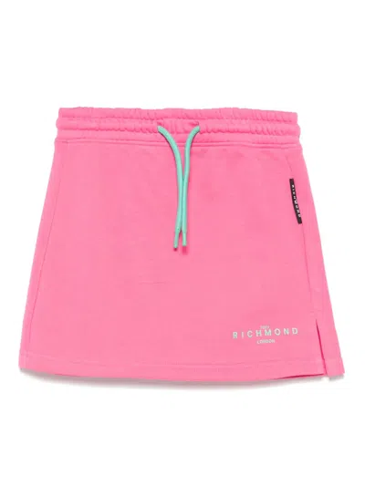 John Richmond Junior Kids' Rubberised-logo Skirt In Pink